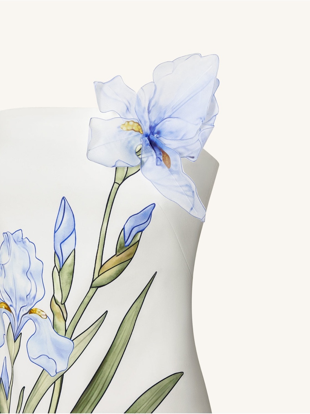 JW PEI One-Shoulder White Dress with Blue Floral Detail - Picture 3 of 3